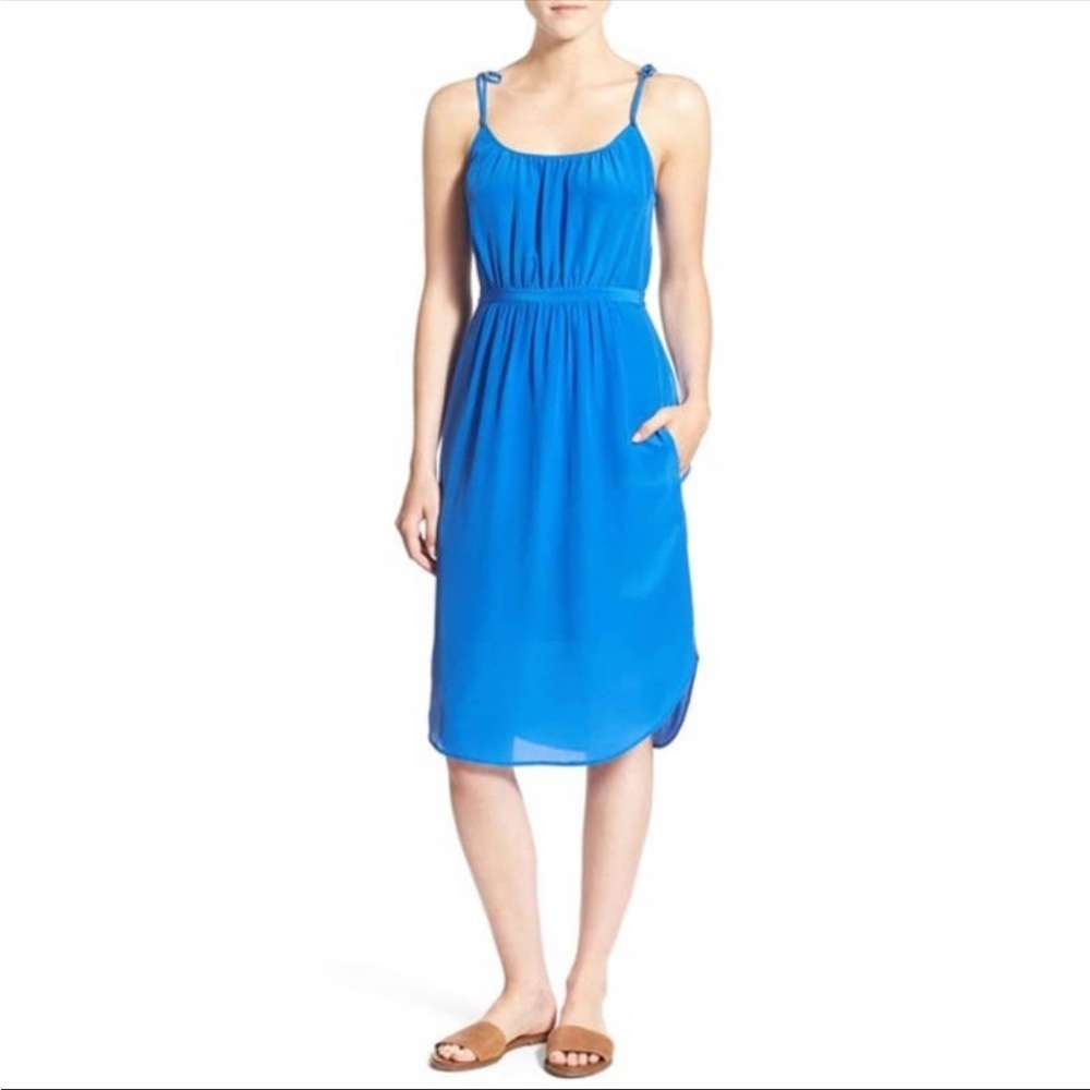 Madewell blue silk dress size 2 midi stapless
